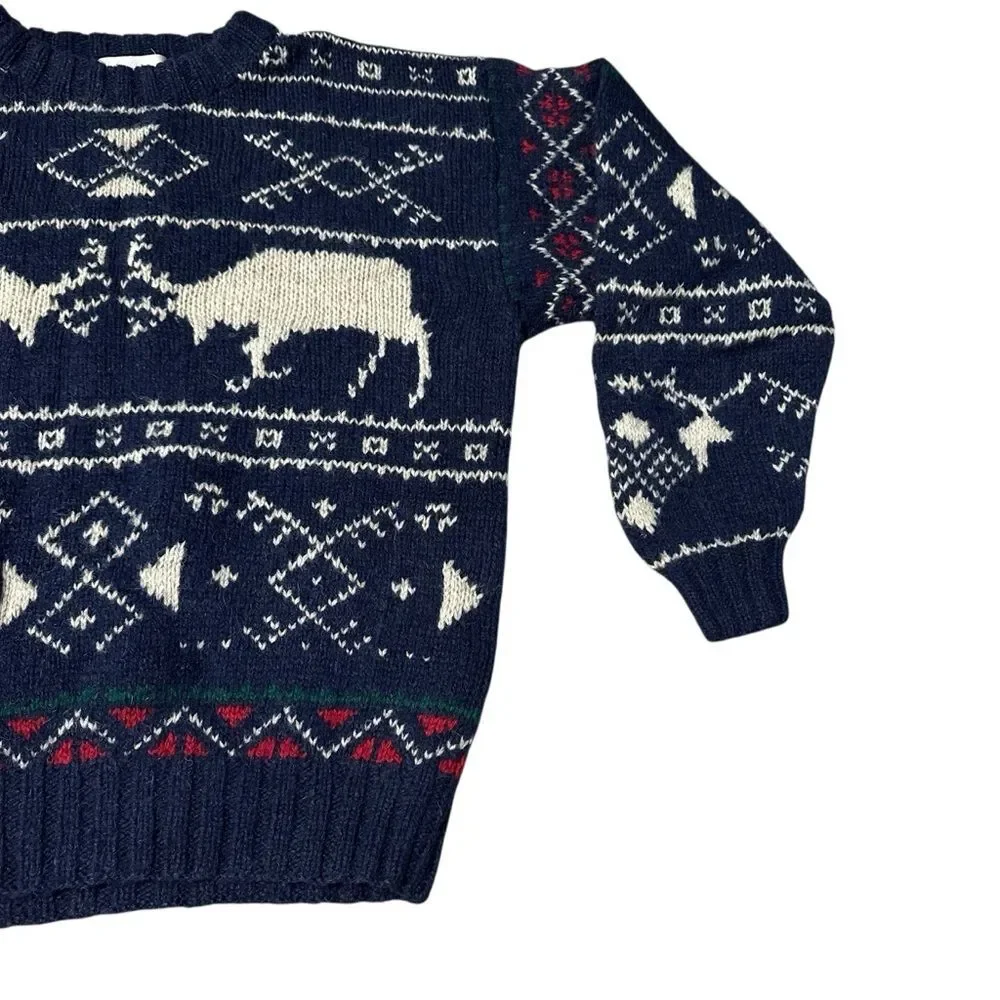 Vintage Traditions 100% Wool Sweater – Size Medium Blue